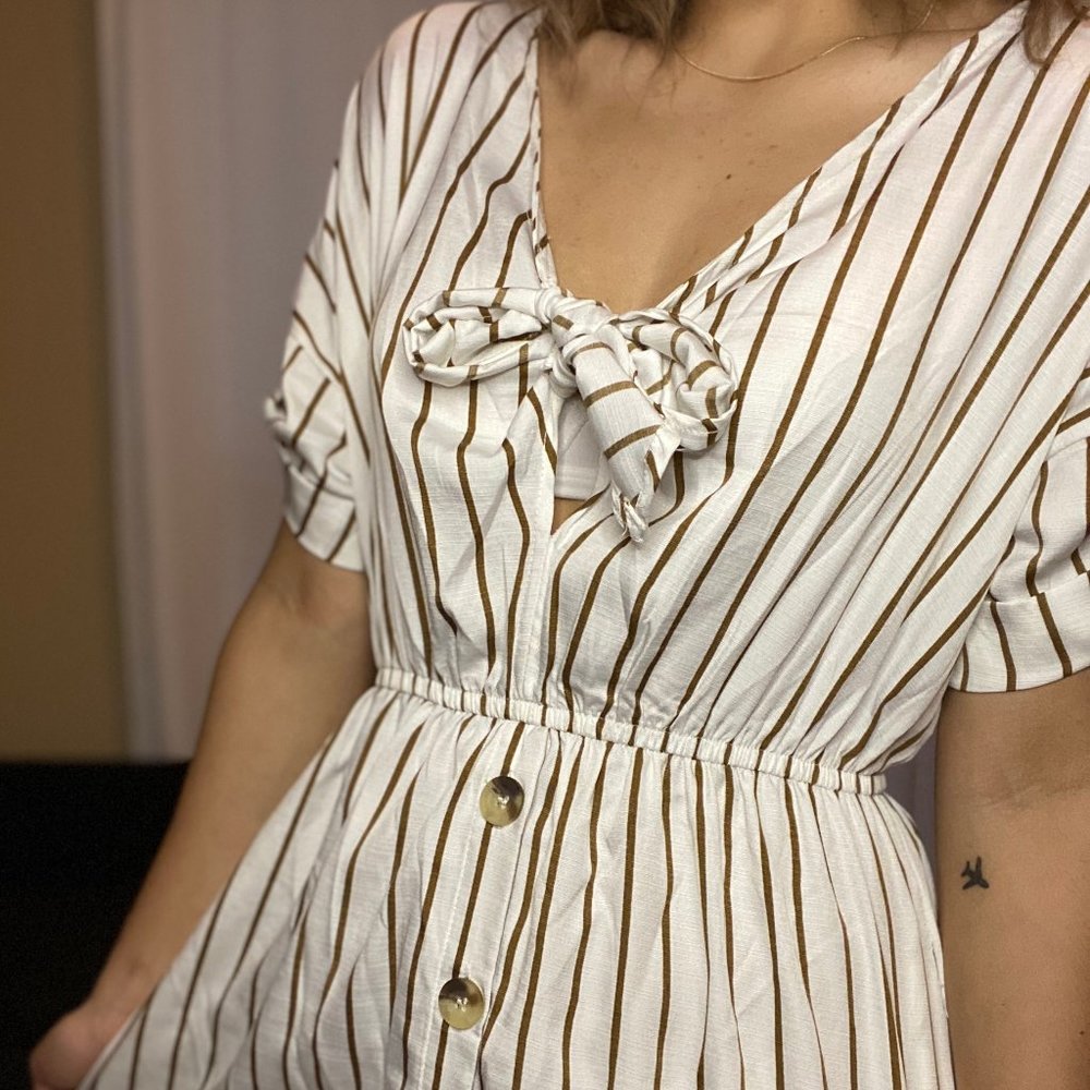 Front Tie Striped Dress | Casual